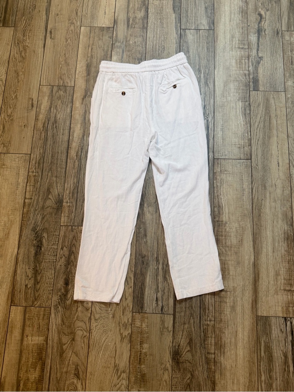 White Linen Drawstring Pants - Picture 2 of 2